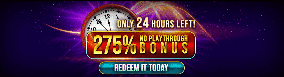 275% bonus Raging Bull slots casino