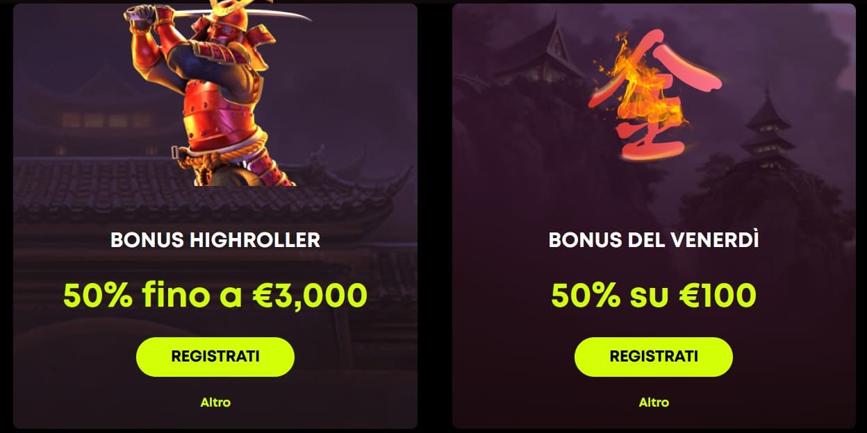 Offerte speciali al Casinò Spin Samurai