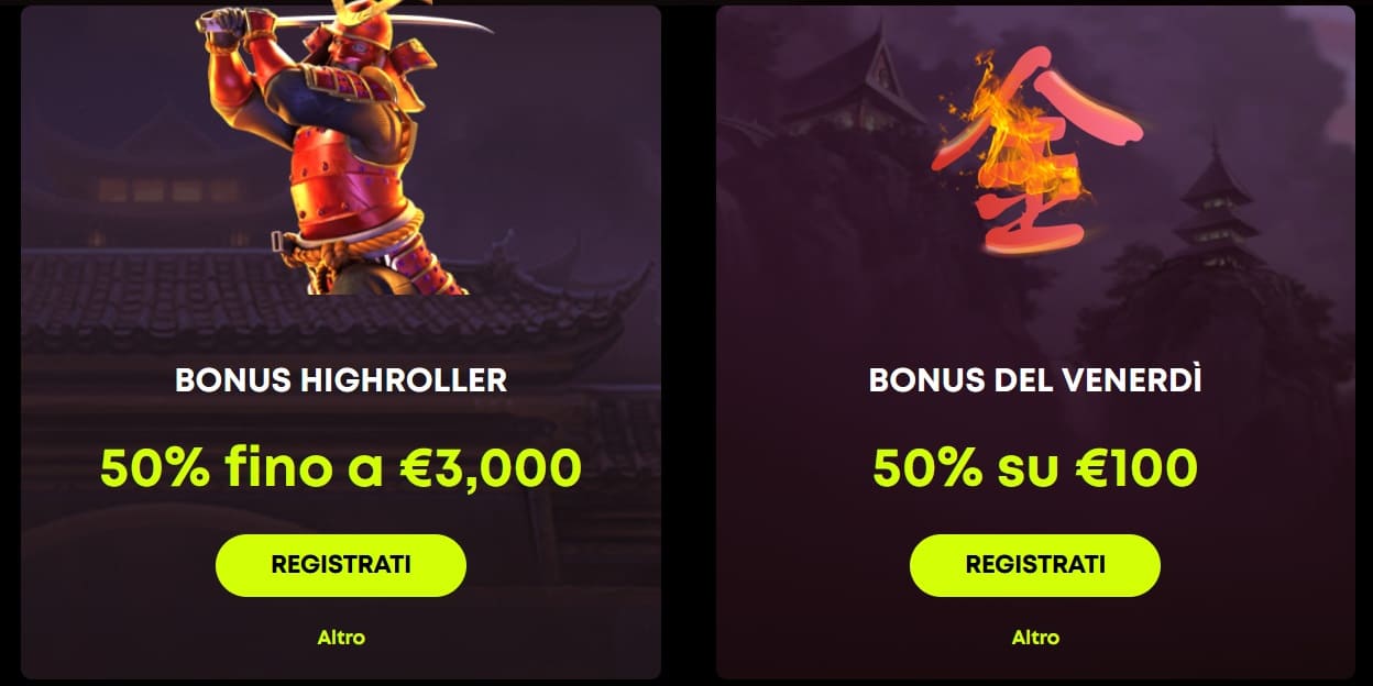 Spin Samurai Recensione del Casinò fino a 200€ di bonus + 100 FS